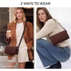 image:imageBOSTANTEN Shoulder Bag for Women Suede Leather Handbags Crossbody Purse Vintage Barrel Bag with 2 Adjustable StrapCoffee