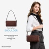 image:imageBOSTANTEN Shoulder Bag for Women Suede Leather Handbags Crossbody Purse Vintage Barrel Bag with 2 Adjustable StrapCoffee