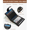 image:imageBOSTANTEN Slim Wallet for Women Small RFID Blocking Credit Card Holder Leather Bifold Wallets with Zipper Coin Pocket BeigeBlack