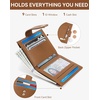 image:imageBOSTANTEN Slim Wallet for Women Small RFID Blocking Credit Card Holder Leather Bifold Wallets with Zipper Coin Pocket BeigeBrown