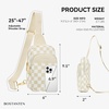 image:imageBOSTANTEN Sling Bag Quilted Crossbody Bags for Women Cross Body Purse Leather Fanny Pack with Adjustable Guitar StrapAcheckered Beige