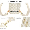 image:imageBOSTANTEN Sling Bag Quilted Crossbody Bags for Women Cross Body Purse Leather Fanny Pack with Adjustable Guitar StrapAcheckered Beige