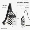 image:imageBOSTANTEN Sling Bag Quilted Crossbody Bags for Women Cross Body Purse Leather Fanny Pack with Adjustable Guitar StrapAcheckered Black