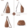 image:imageBOSTANTEN Sling Bag for Women Leather Crossbody Bag Vintage Cross Body Purse for Travel with Guitar Strap Bohemian StyleDark Brown