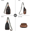 image:imageBOSTANTEN Sling Bag for Women Leather Crossbody Bag Vintage Cross Body Purse for Travel with Guitar Strap Bohemian StyleNavy Black