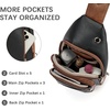 image:imageBOSTANTEN Sling Bag for Women Leather Crossbody Bag Vintage Cross Body Purse for Travel with Guitar Strap Bohemian StyleNavy Black