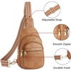 image:imageBOSTANTEN Sling Bag for Women Leather Crossbody Bags Fanny Pack Chest Bag for TravelAcamel Brown