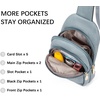 image:imageBOSTANTEN Sling Bag for Women Leather Crossbody Bags Fanny Pack Chest Bag for TravelAdenim Blue