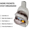 image:imageBOSTANTEN Sling Bag for Women Leather Crossbody Bags Fanny Pack Chest Bag for TravelAtwilight Grey