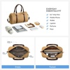 image:imageBOSTANTEN Small Crossbody Purse for Women Slouchy Boston Handbag  Vegan Leather Lightweight Top Handle Detachable Adjustable Strap Daily Travel Shopping CommutingApricot With Coffee