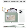 image:imageBOSTANTEN Small Wallet For Women RFID Leather Credit Card Holder Slim Wristlet Keychain Wallet With Zipper PocketALight Green