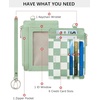 image:imageBOSTANTEN Small Wallet For Women RFID Leather Credit Card Holder Slim Wristlet Keychain Wallet With Zipper PocketCheckered Green