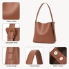 image:imageBOSTANTEN Suede Bucket Bag for Women Ladies Shoulder Purse with Adjustable Strap Handbag with Inner Pouch for Work TravelBrown