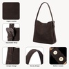 image:imageBOSTANTEN Suede Bucket Bag for Women Ladies Shoulder Purse with Adjustable Strap Handbag with Inner Pouch for Work TravelCoffee