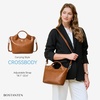 image:imageBOSTANTEN Vegan Leather Purses for Women Soft Top Handle Satchel Crossbody Zipper Handbag with Detachable Shoulder StrapBrown