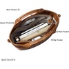 image:imageBOSTANTEN Vegan Leather Purses for Women Soft Top Handle Satchel Crossbody Zipper Handbag with Detachable Shoulder StrapBrown