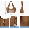 image:imageBOSTANTEN Vintage Shoulder Bag for Women Suede Leather Tote Bag Ladies Lightweight Dumpling Handbag for Work Date TravelSuede Brown