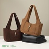 image:imageBOSTANTEN Vintage Shoulder Bag for Women Suede Leather Tote Bag Ladies Lightweight Dumpling Handbag for Work Date TravelSuede Coffee