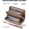 image:imageBOSTANTEN Wallets for Women Leather RFID Double Zipper Around Credit Card Holder Large Capacity Wristlet Clutch WalletBrown