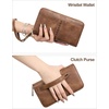 image:imageBOSTANTEN Wallets for Women Leather RFID Double Zipper Around Credit Card Holder Large Capacity Wristlet Clutch WalletBrown