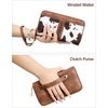 image:imageBOSTANTEN Wallets for Women Leather RFID Double Zipper Around Credit Card Holder Large Capacity Wristlet Clutch WalletBrown Cow Print