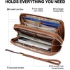 image:imageBOSTANTEN Wallets for Women Leather RFID Double Zipper Around Credit Card Holder Large Capacity Wristlet Clutch WalletBrown Cow Print