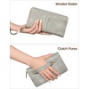 image:imageBOSTANTEN Wallets for Women Leather RFID Double Zipper Around Credit Card Holder Large Capacity Wristlet Clutch WalletCloud Gray