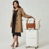 image:imageBOSTANTEN Weekender Bags for Women Leather Duffle Bag for Travel Overnight Duffel Carry on Large Tote with Trolley Sleeve and Luggage TagBeigeBrown
