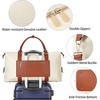 image:imageBOSTANTEN Weekender Bags for Women Leather Duffle Bag for Travel Overnight Duffel Carry on Large Tote with Trolley Sleeve and Luggage TagBeigeBrown
