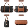 image:imageBOSTANTEN Weekender Bags for Women Leather Duffle Bag for Travel Overnight Duffel Carry on Large Tote with Trolley Sleeve and Luggage TagBlack