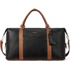 image:imageBOSTANTEN Weekender Bags for Women Leather Duffle Bag for Travel Overnight Duffel Carry on Large Tote with Trolley Sleeve and Luggage TagBlack