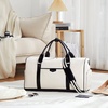 image:imageBOSTANTEN Weekender Bags for Women Leather Duffle Bag for Travel Overnight Duffel Carry on Large Tote with Trolley Sleeve and Luggage TagWhite  Black