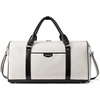 image:imageBOSTANTEN Weekender Bags for Women Leather Duffle Bag for Travel Overnight Duffel Carry on Large Tote with Trolley Sleeve and Luggage TagWhite  Black