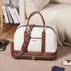 image:imageBOSTANTEN Weekender Bags for Women Leather Travel Duffle Bag Carry On Large Tote Duffel with Shoe Compartment and Trolley Sleeve0Beige with Brown