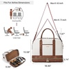 image:imageBOSTANTEN Weekender Bags for Women Leather Travel Duffle Bag Carry On Large Tote Duffel with Shoe Compartment and Trolley Sleeve0Beige with Brown