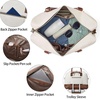 image:imageBOSTANTEN Weekender Bags for Women Leather Travel Duffle Bag Carry On Large Tote Duffel with Shoe Compartment and Trolley Sleeve0Beige with Brown