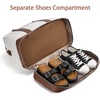 image:imageBOSTANTEN Weekender Bags for Women Leather Travel Duffle Bag Carry On Large Tote Duffel with Shoe Compartment and Trolley Sleeve0Beige with Brown