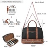 image:imageBOSTANTEN Weekender Bags for Women Leather Travel Duffle Bag Carry On Large Tote Duffel with Shoe Compartment and Trolley Sleeve0Black with Brown