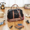 image:imageBOSTANTEN Weekender Bags for Women Leather Travel Duffle Bag Carry On Large Tote Duffel with Shoe Compartment and Trolley Sleeve0Black with Brown