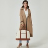 image:imageBOSTANTEN Weekender Bags for Women Leather Travel Duffle Bag Carry On Large Tote Duffel with Shoe Compartment and Trolley SleeveABeigeBrown
