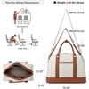 image:imageBOSTANTEN Weekender Bags for Women Leather Travel Duffle Bag Carry On Large Tote Duffel with Shoe Compartment and Trolley SleeveABeigeBrown