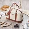 image:imageBOSTANTEN Weekender Bags for Women Leather Travel Duffle Bag Carry On Large Tote Duffel with Shoe Compartment and Trolley SleeveABeigeBrown