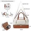 image:imageBOSTANTEN Weekender Bags for Women Leather Travel Duffle Bag Carry On Large Tote Duffel with Shoe Compartment and Trolley SleeveBBeigeBrown