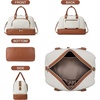 image:imageBOSTANTEN Weekender Bags for Women Leather Travel Duffle Bag Carry On Large Tote Duffel with Shoe Compartment and Trolley SleeveBBeigeBrown
