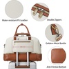 image:imageBOSTANTEN Weekender Bags for Women Leather Travel Duffle Bag Carry On Large Tote Duffel with Shoe Compartment and Trolley SleeveBBeigeBrown