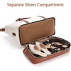 image:imageBOSTANTEN Weekender Bags for Women Leather Travel Duffle Bag Carry On Overnight Duffel with Shoe CompartmentABeigeBrown