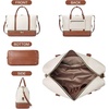 image:imageBOSTANTEN Weekender Bags for Women Leather Travel Duffle Bag Carry On Overnight Duffel with Shoe CompartmentABeigeBrown