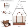 image:imageBOSTANTEN Weekender Bags for Women Leather Travel Duffle Bag Carry On Overnight Duffel with Shoe CompartmentABeigeBrown