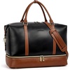 image:imageBOSTANTEN Weekender Bags for Women Leather Travel Duffle Bag Carry On Overnight Duffel with Shoe CompartmentABlackBrown