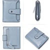 image:imageBOSTANTEN Women Leather Wallet RFID Blocking Bifold Zipper Pocket Wallet Card Case Purse with ID Window1blue